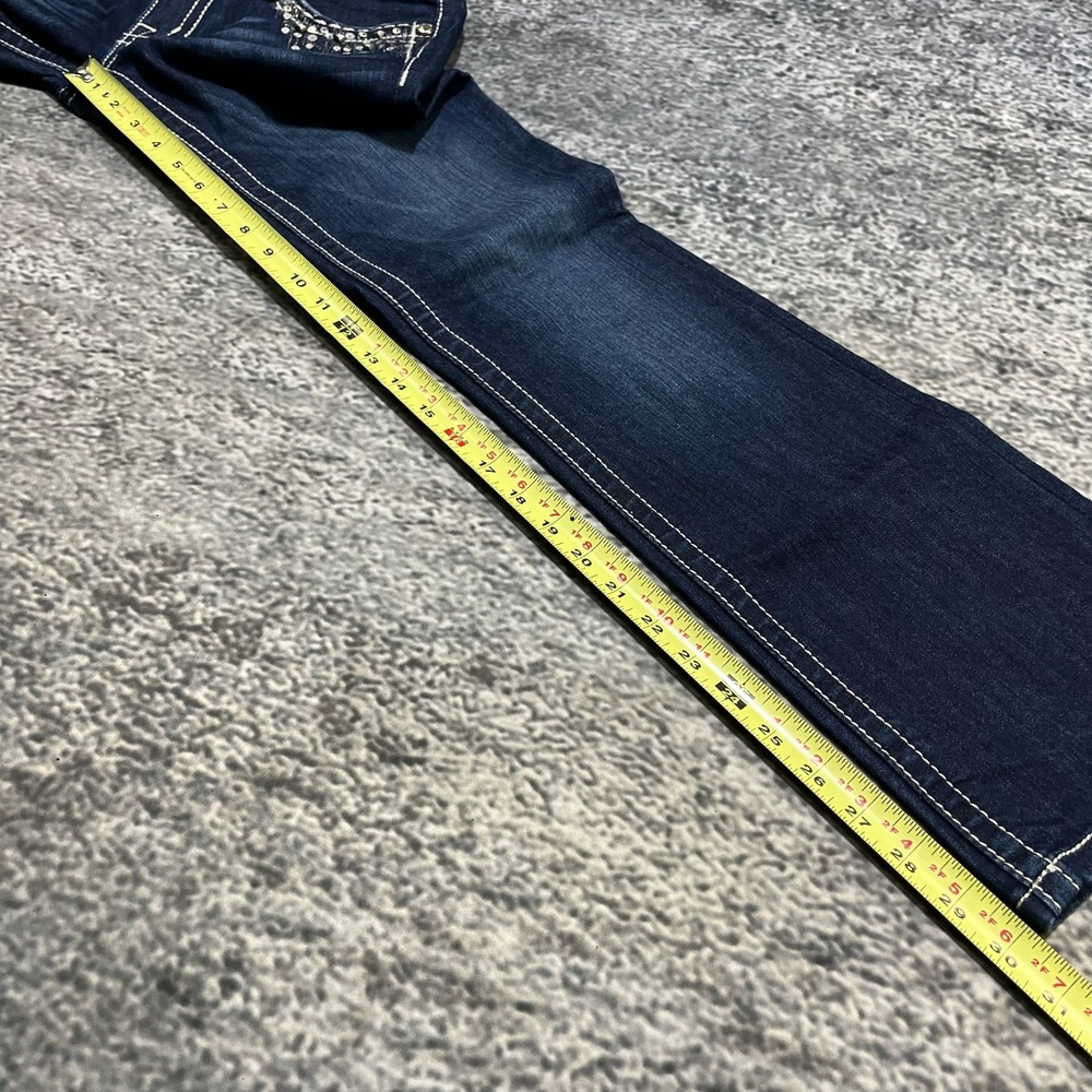 Miss Me Jeans Womens 27x32 Blue Boot Cut Low Rise Rhinestones Western Grunge Y2K - Picture 12 of 15